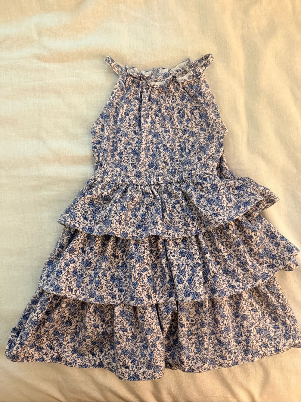 Janie and Jack Blue Floral Tiered Ruffle Dress